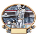 Softball, Female 3D Oval Resin Awards - Small - 7" x 5-1/2" Tall